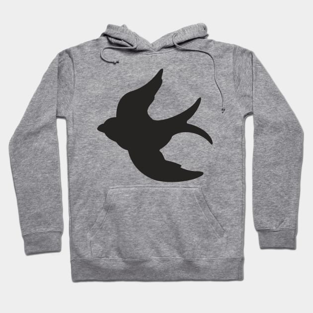 Black Flying Swallow Hoodie by XOOXOO